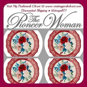 🦋 New Pioneer Woman Wishful Winter 4-Piece Ceramic Appetizer Plates Set
